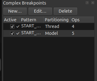 Complex breakpoint list