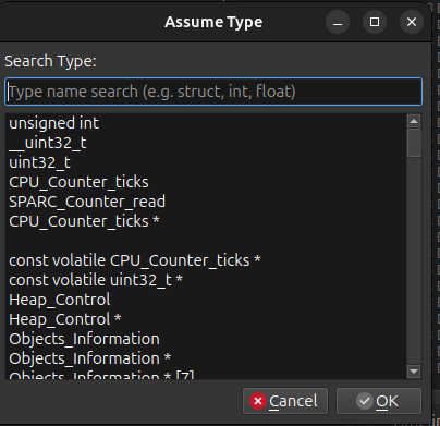 Assume Type Dialog