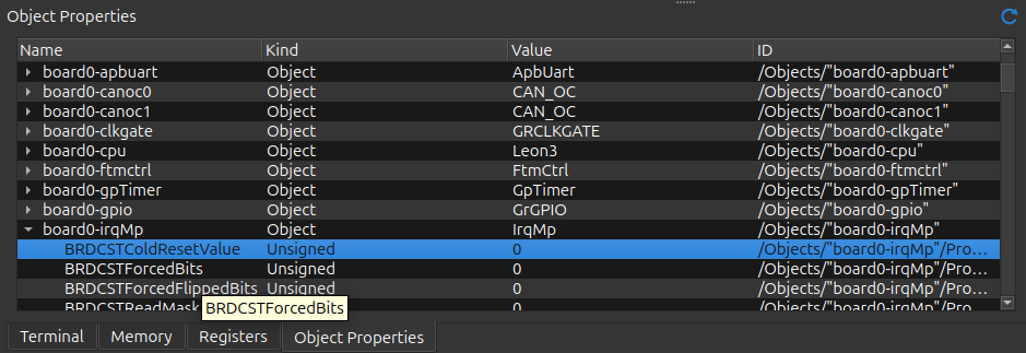 Object Properties view